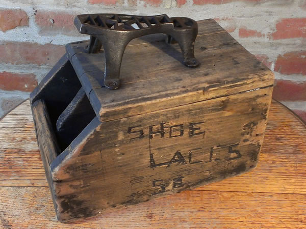 Vintage wooden shoe shine box