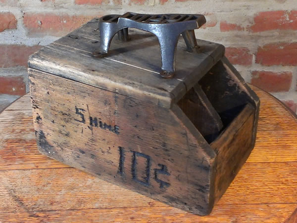 antique wooden shoe shine box